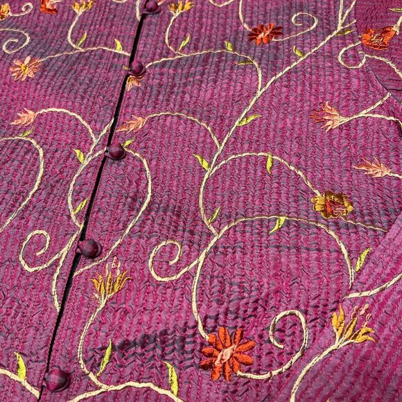 SAM HILU'S CLASSICS REVERSIBLE QUILTED JACKET FLORAL PURPLE / BLACK - Picture 3 of 9